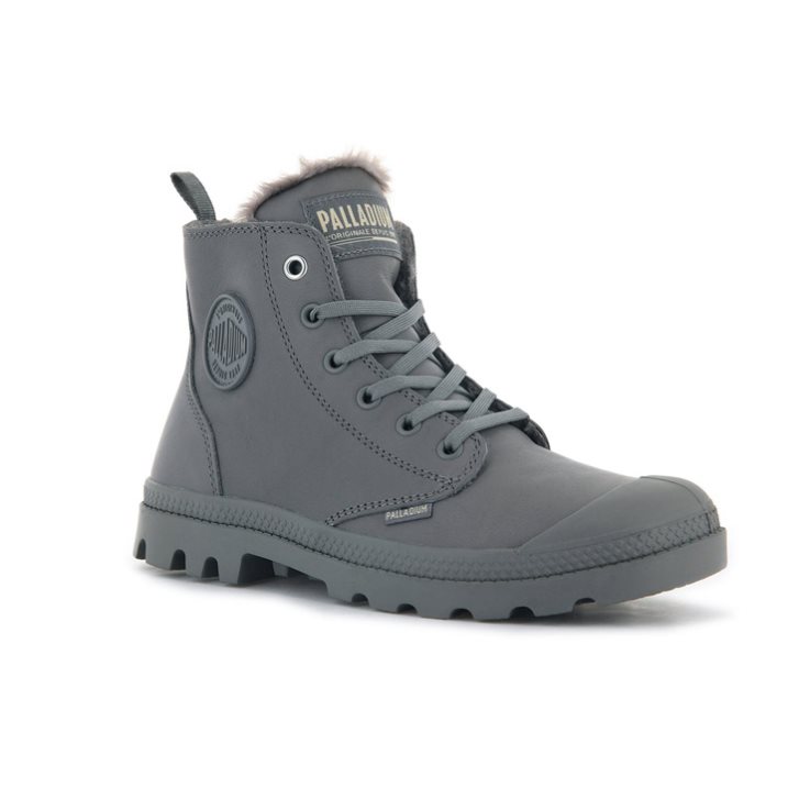 Palladium Pampa Hi Zip Leather S Laarzen Dames Grijs | NL 89AQEIH